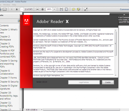 Adobe Acrobat Reader X (version 10 full standalone installation) Adobe Reader X