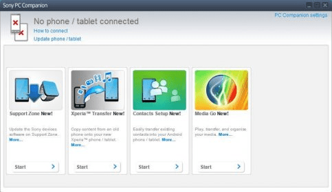 Sony Xperia PC Companion Sony PC Companion Screenshot